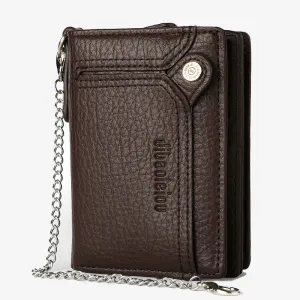 Antitheft Chain Wallet For Men Retro Leather Money Clip