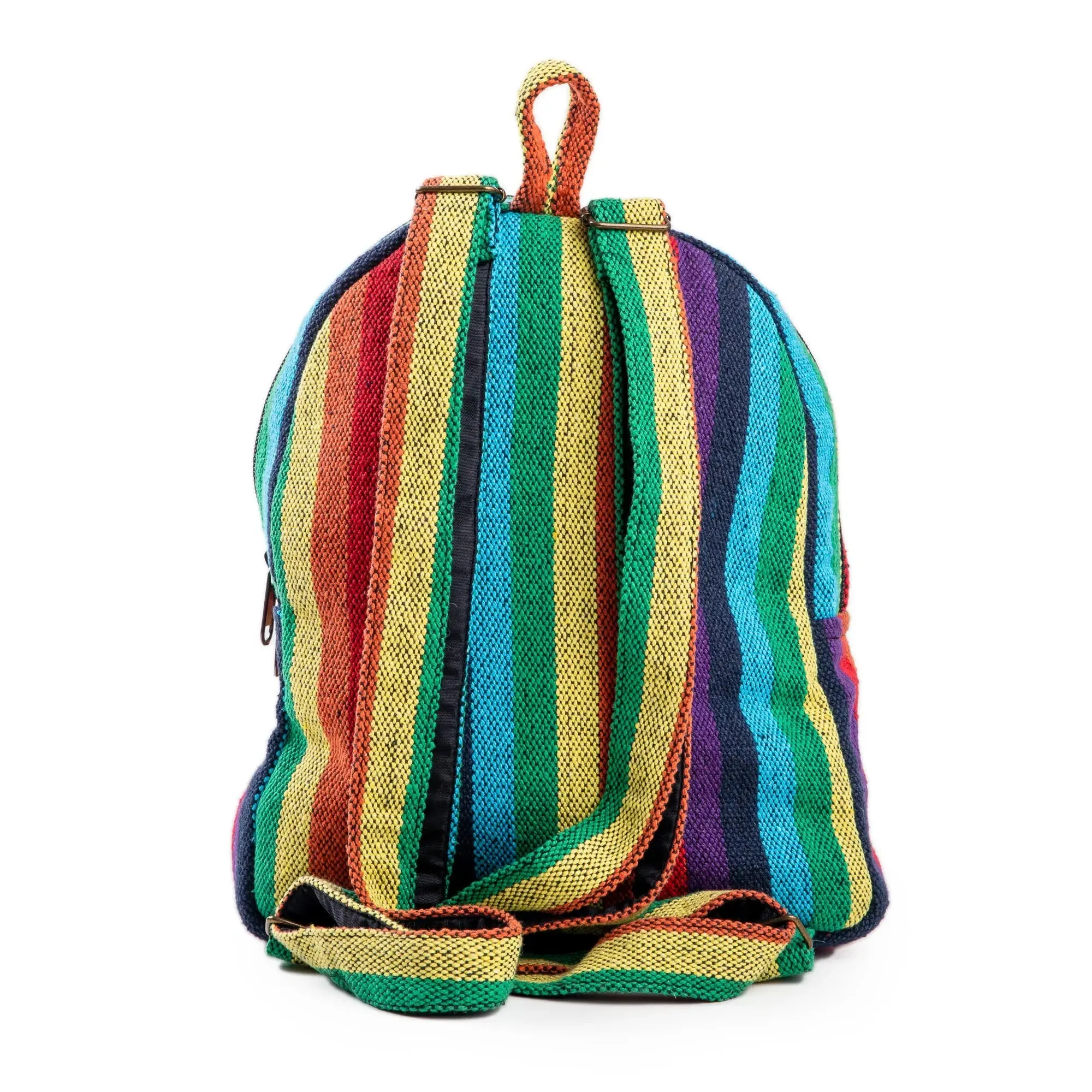 Compact and Sustainable: Boho Rainbow Mini Hemp Backpack Bag