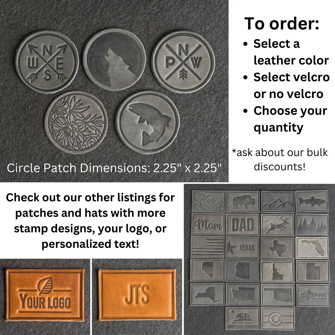 Compass Rose Leather Patches with optional Velcro added