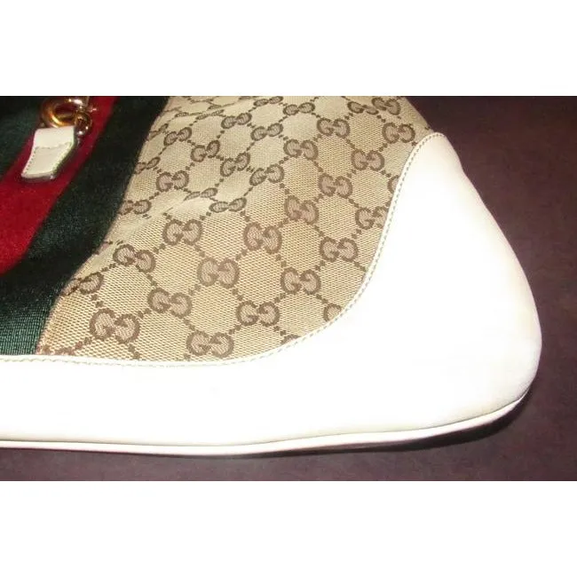 Gucci Jackie Modern Purses White Leather And Gg Leather Hobo Bag