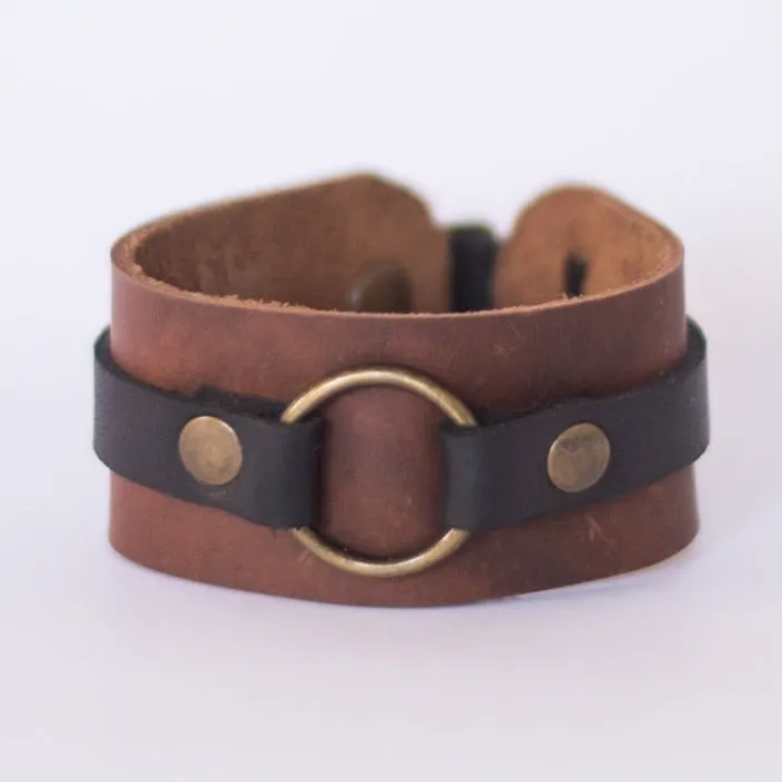 Leather Iron Ring Cuff