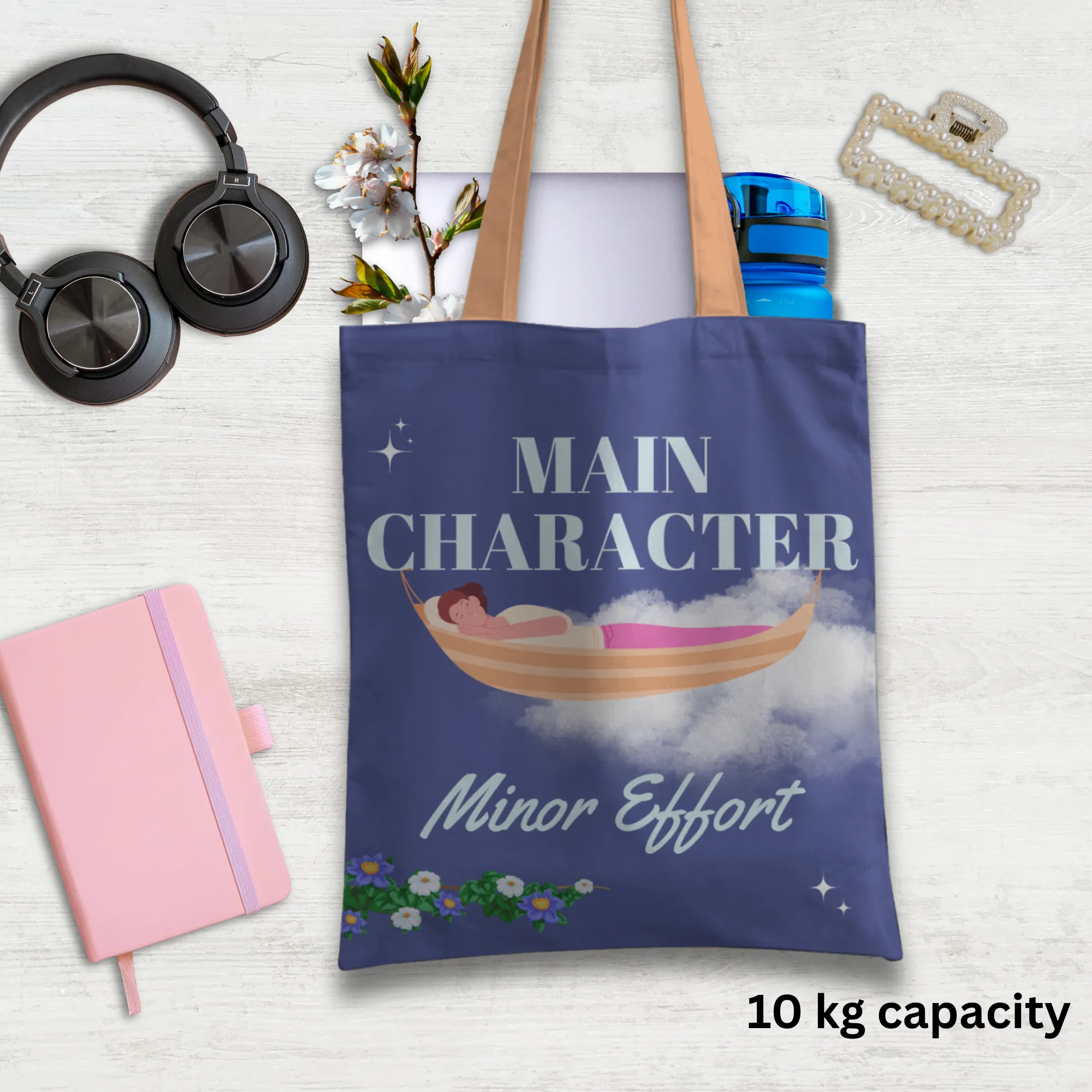 Main Character Minor Effort Tote bag with Zipper Dark Blue