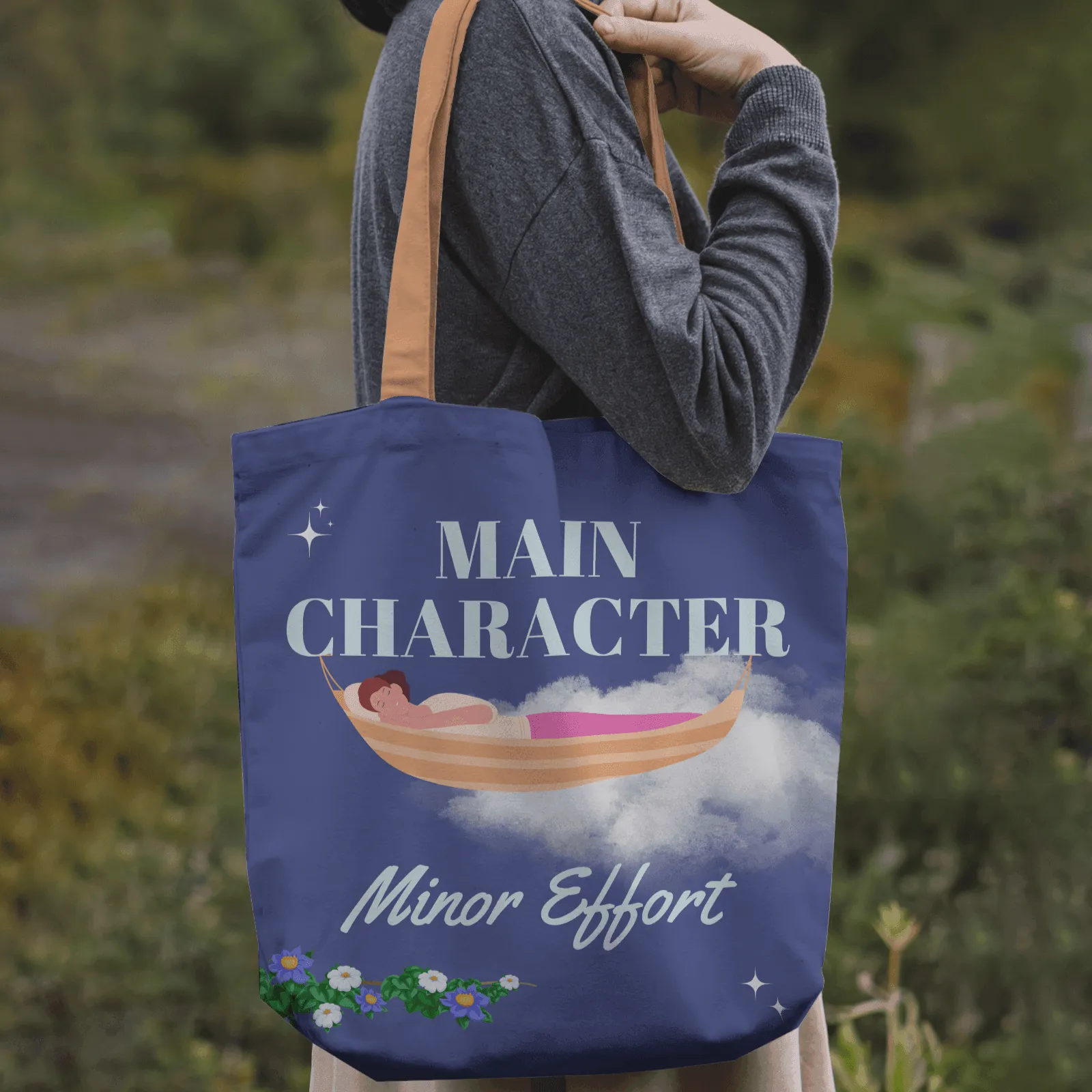 Main Character Minor Effort Tote bag with Zipper Dark Blue