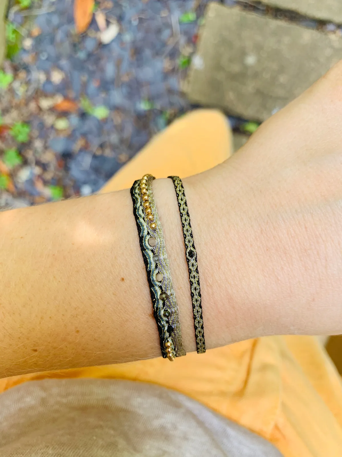 MAJESTIC HANDWOVEN BRACELET IN GOLD AND MONOCHROME TONES