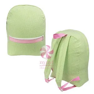 Mint Kids Backpack - Sweet Pea Green Seersucker - Pink Trim