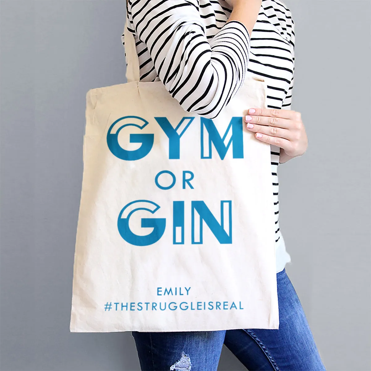 Personalised 'Gym Or Gin' Tote Bag