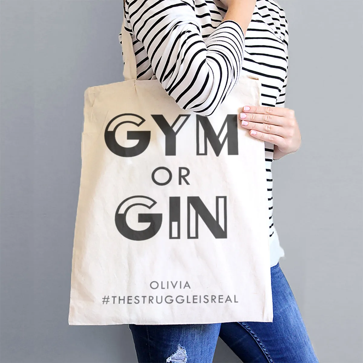 Personalised 'Gym Or Gin' Tote Bag