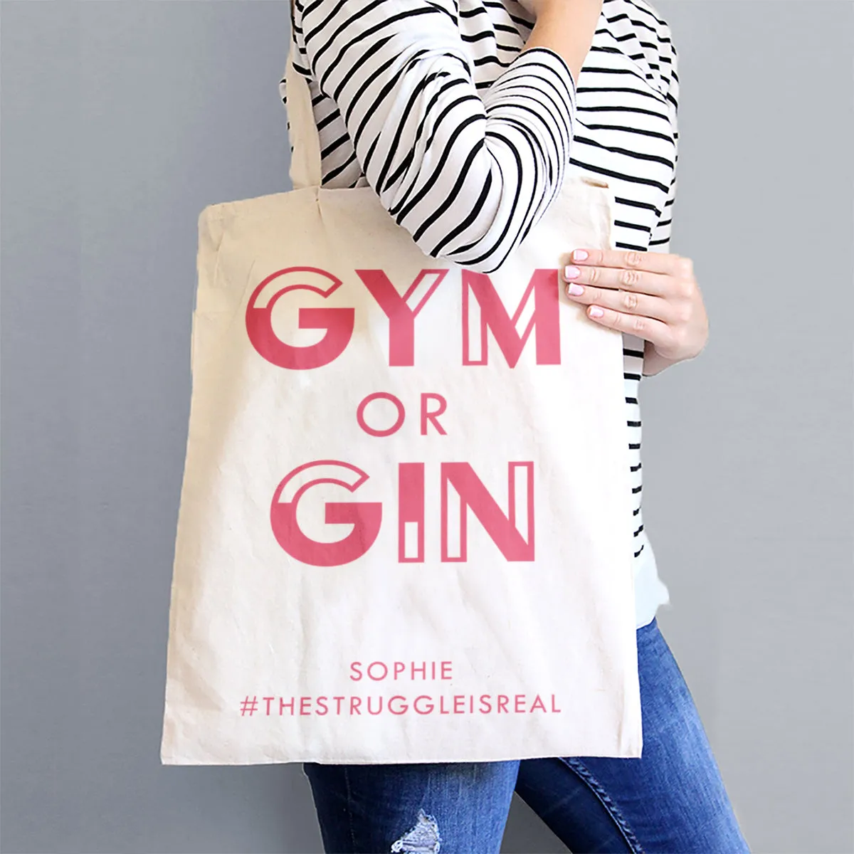Personalised 'Gym Or Gin' Tote Bag