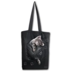 Pocket Kitten Bag 4 Life Canvas Long Handle Womens Tote Bag