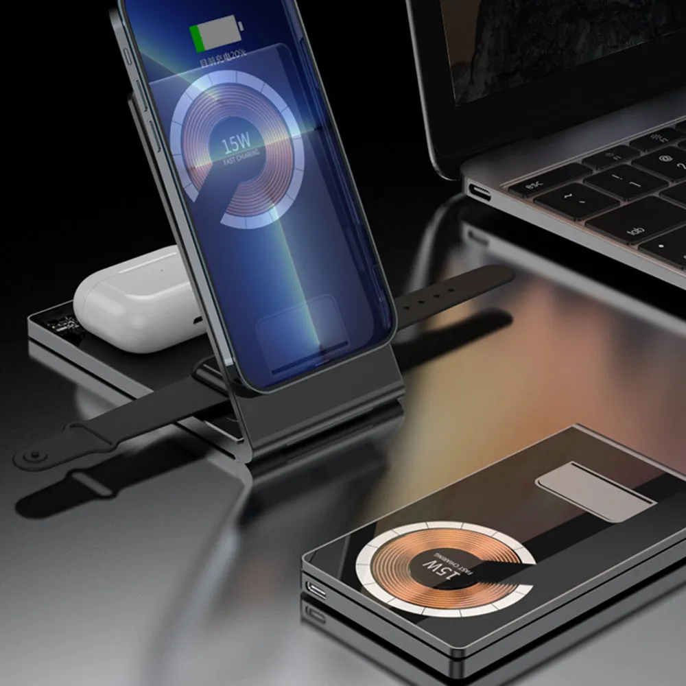 T05-Aluminum Alloy Bracket Foldable Magnetic Wireless Charger