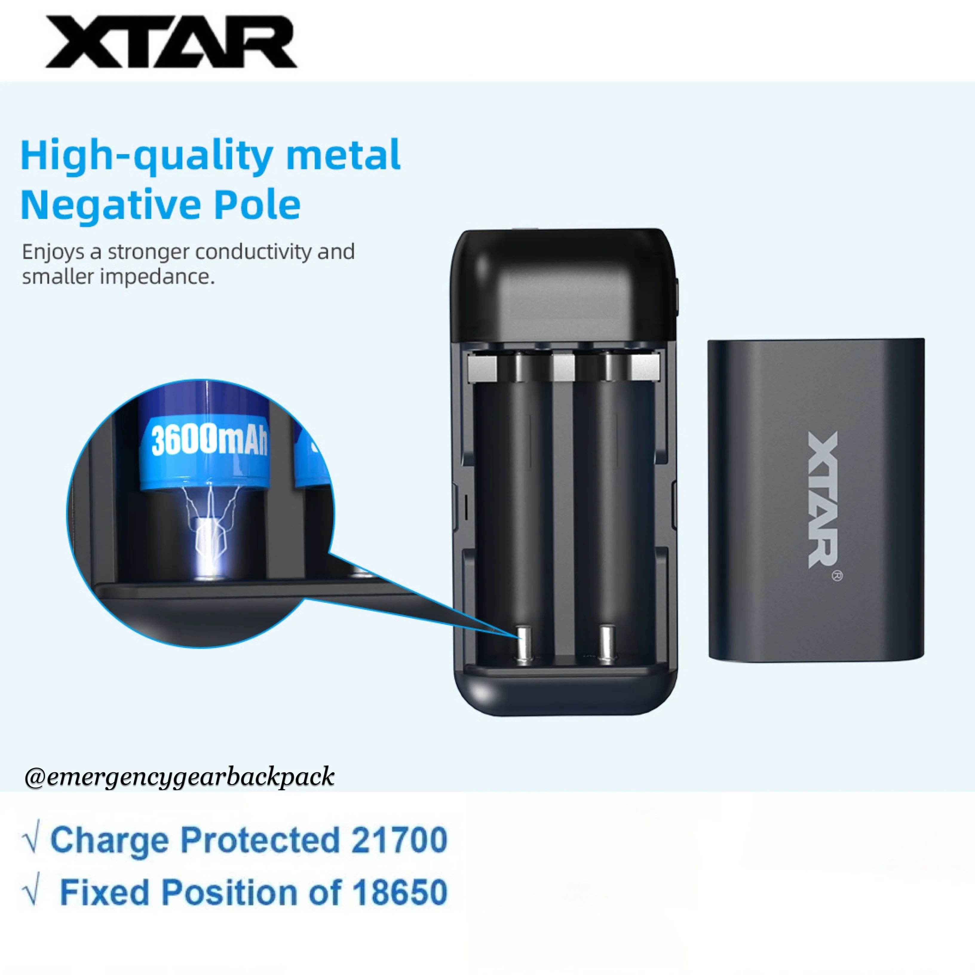 XTAR PB2SL Portable Battery Charger & Power Bank QC3.0 & PD3.0