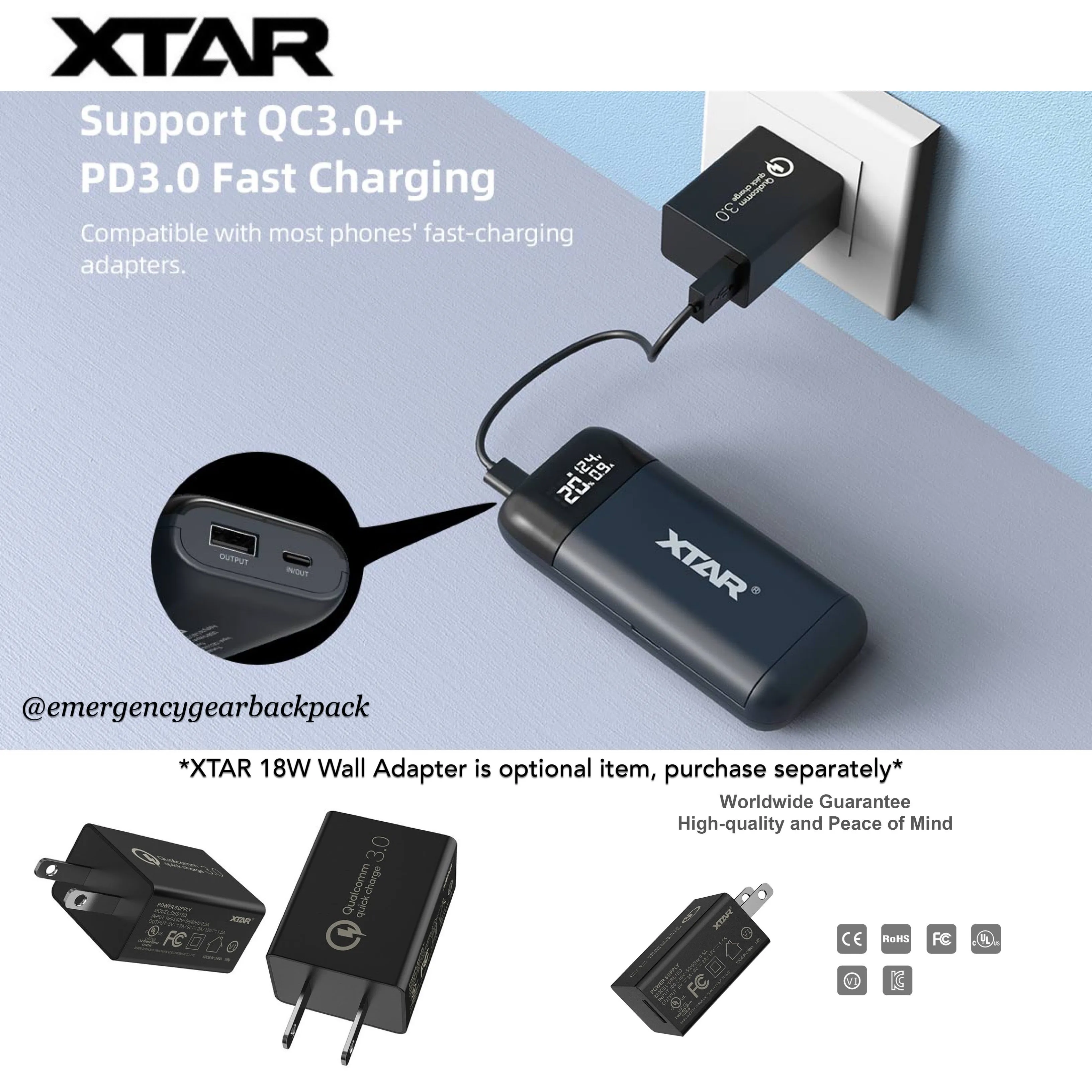 XTAR PB2SL Portable Battery Charger & Power Bank QC3.0 & PD3.0
