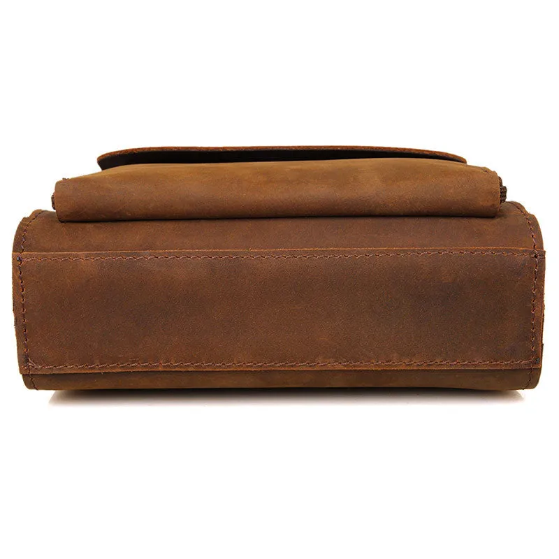 YAAGLE Men's Vintage Crazy Horse Leather Flap Messenger Bag YG7055