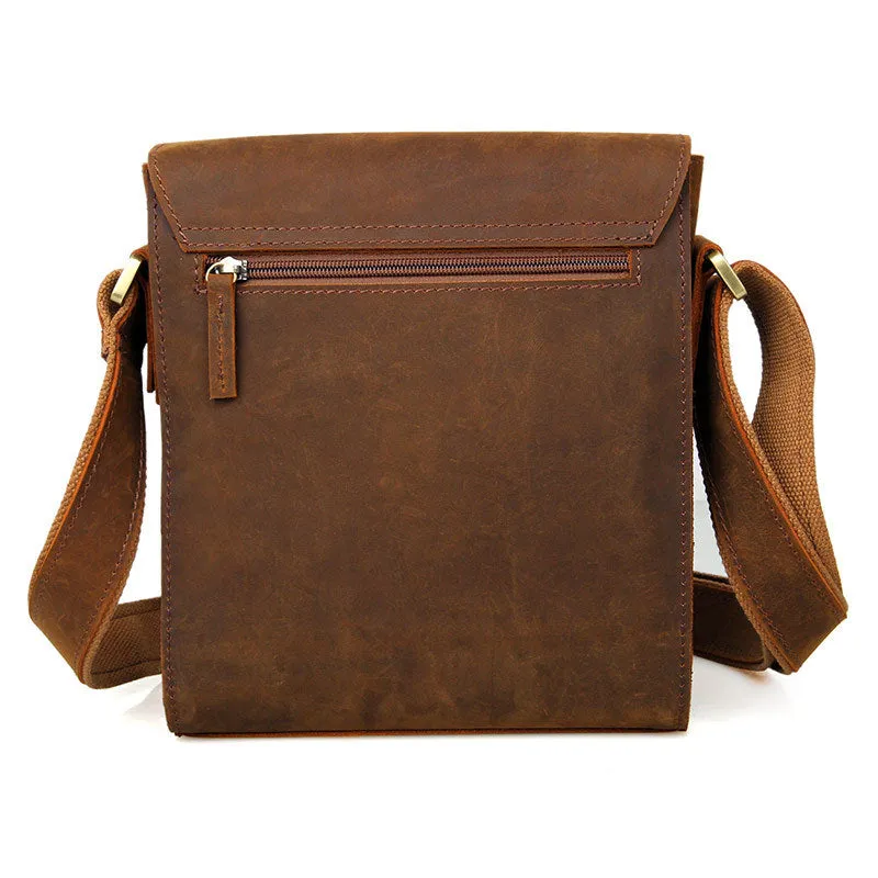 YAAGLE Men's Vintage Crazy Horse Leather Flap Messenger Bag YG7055