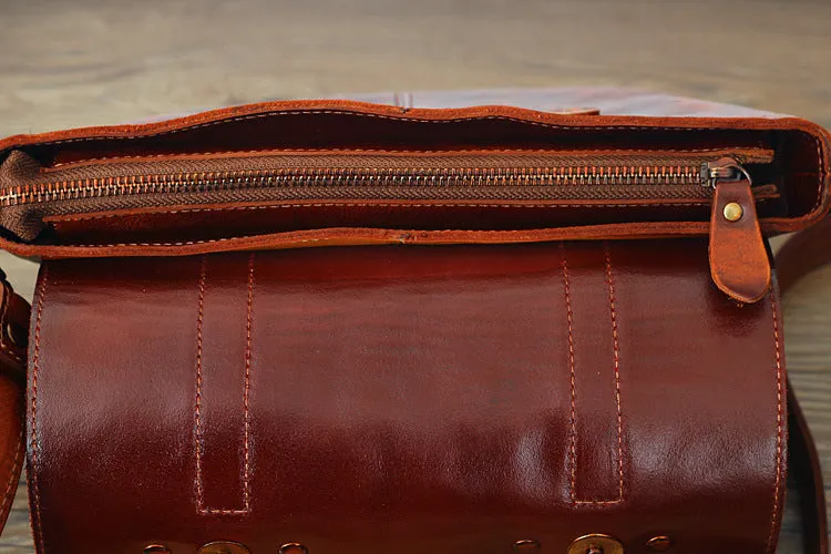 YAAGLE Women Classical Tanned Leather Cross Body Bag Messenger Laptop Bag Briefcase Vintage Handmade Work Bags YGPD2088