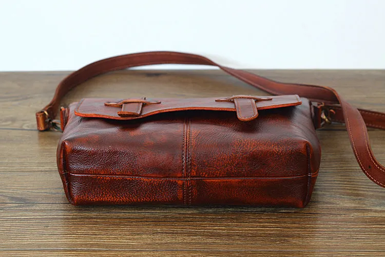 YAAGLE Women Classical Tanned Leather Cross Body Bag Messenger Laptop Bag Briefcase Vintage Handmade Work Bags YGPD2088