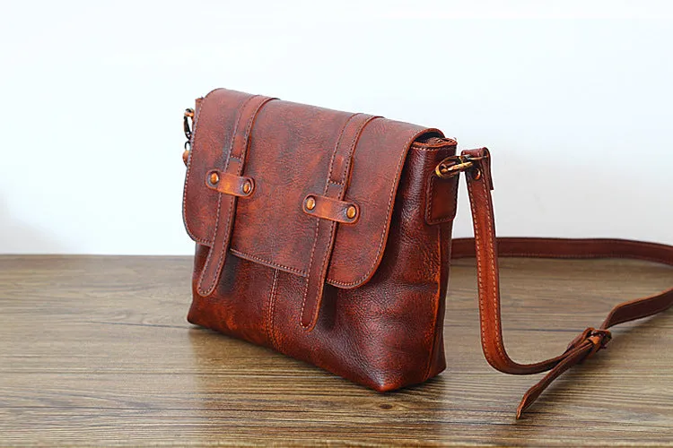 YAAGLE Women Classical Tanned Leather Cross Body Bag Messenger Laptop Bag Briefcase Vintage Handmade Work Bags YGPD2088